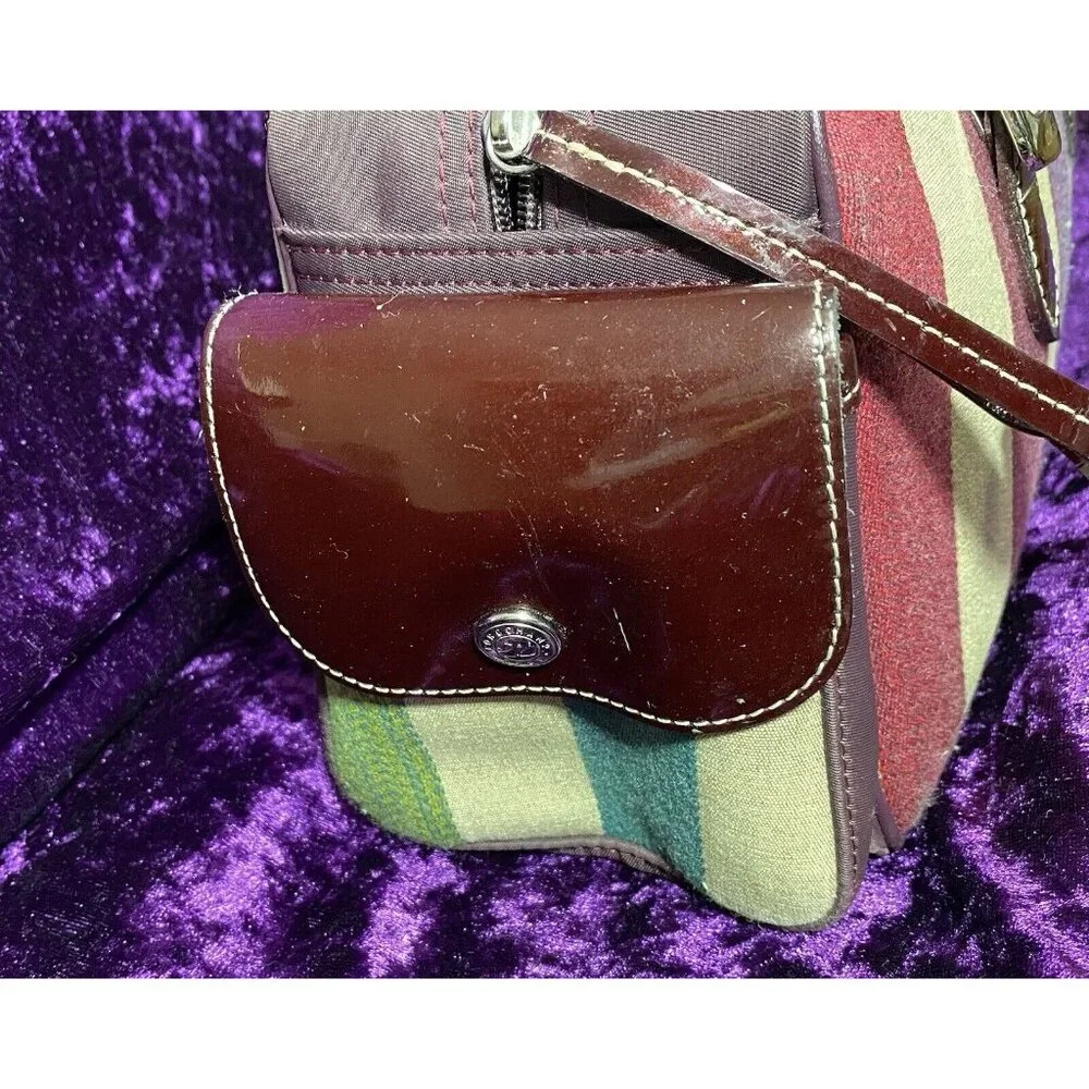 LONGCHAMP Shoulder‎ Bag Pink Red Rainbow Stripe Leather Hobo